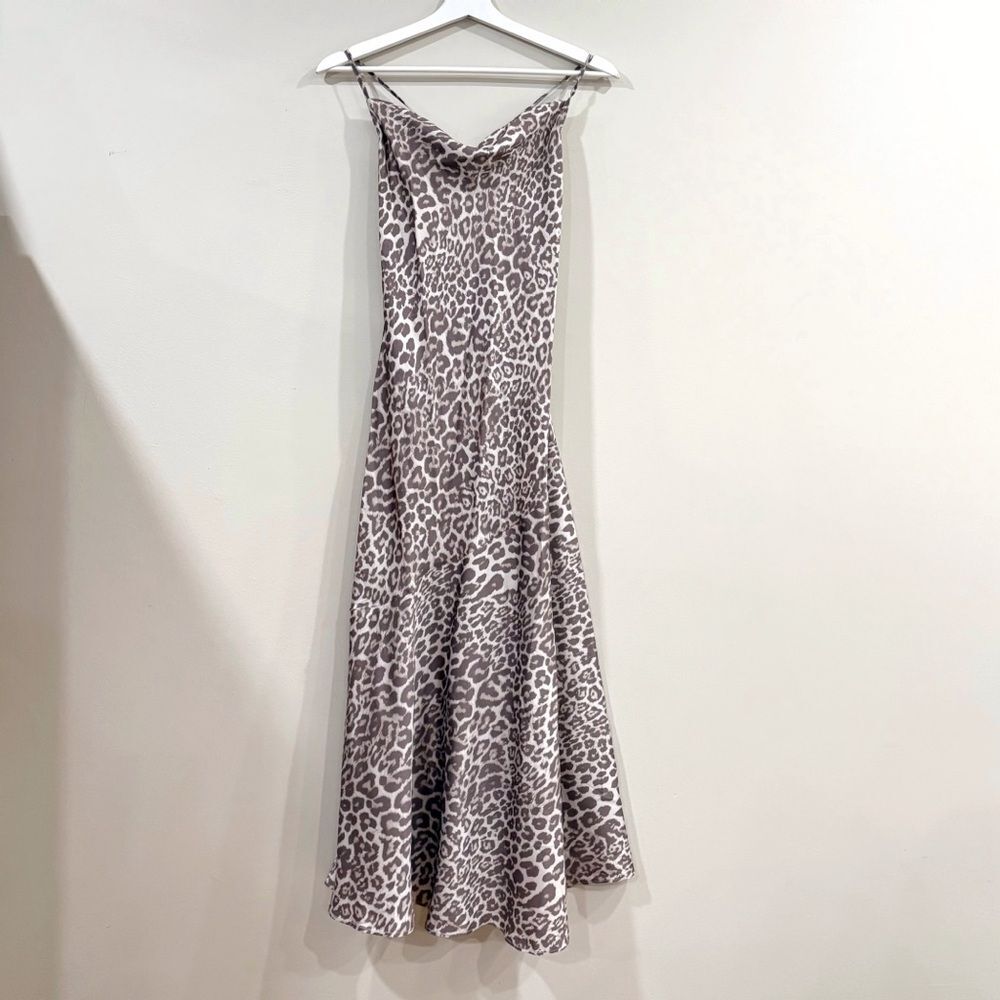 NWOT & Other Stories Leopard Slip Maxi Dress US 4 – Viscose Cowl Neck Satin Look - Picture 2 of 12
